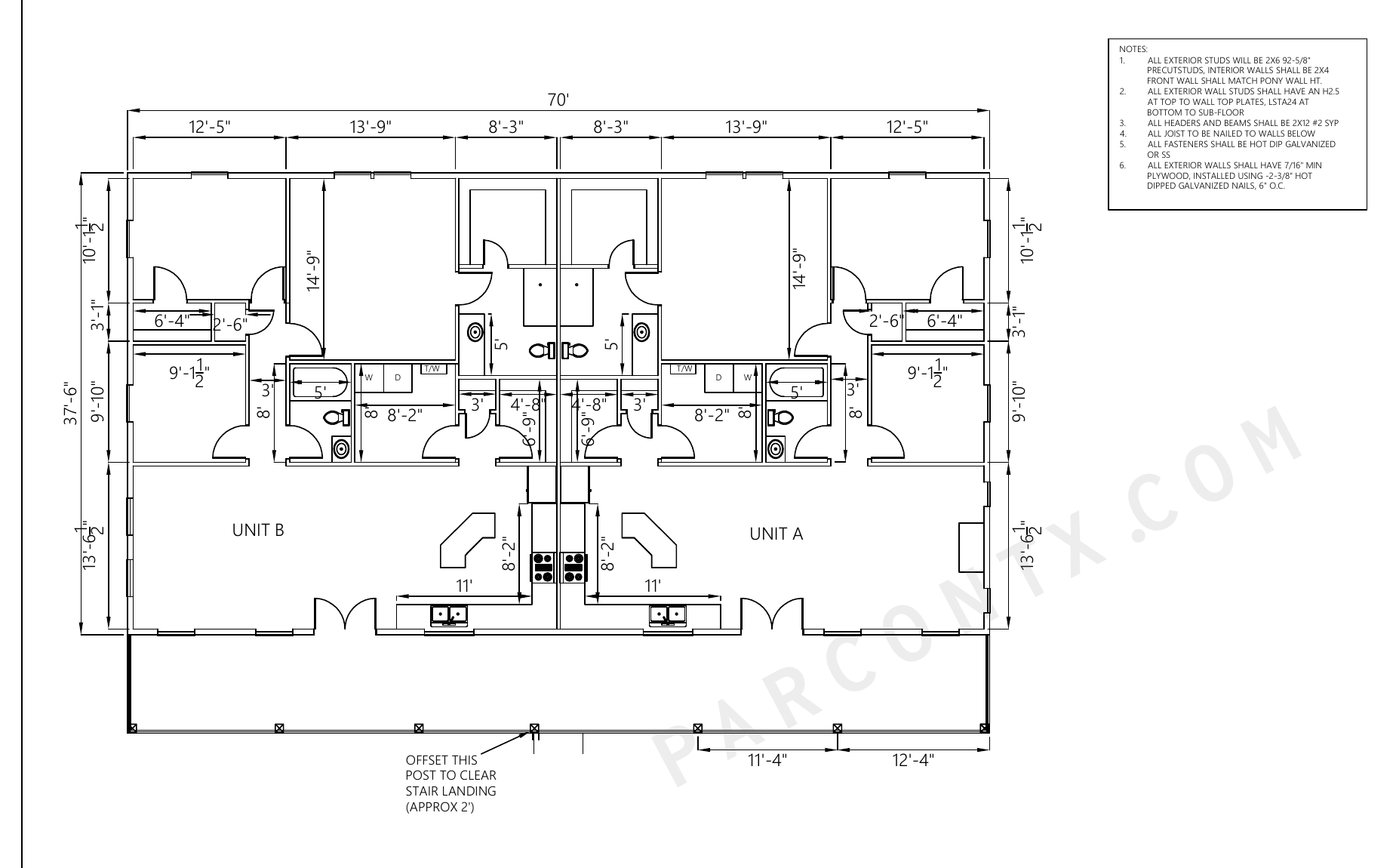 PARCONTX D-2625 duplex floor plan excerpt